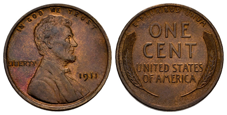 U.S. Coins. Lincoln Cents. 1 cent. 1911. Philadelphia. Ae. 3,12 g. Original lust...