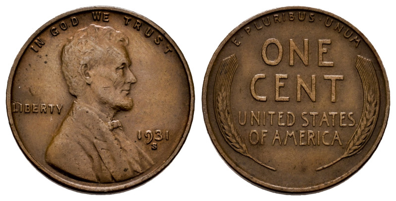 U.S. Coins. Lincoln Cents. 1 cent. 1931. San Francisco. S. (Km-132). Ae. 3,12 g....