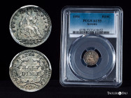 U.S. Coins. Seated Liberty Half Dimes. Half Dime. 1854. Ag. Arrows. Slabbed by PCGS as AU 53. PCGS-AU. Est...120,00. 

Spanish Description: Estados ...