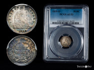 U.S. Coins. Seated Liberty Half Dimes. Half Dime. 1858. New Orleans. O. Ag. Slabbed by PCGS as AU 53. PCGS-AU. Est...200,00. 

Spanish Description: ...