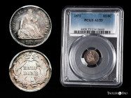 U.S. Coins. Seated Liberty Half Dimes. Half Dime. 1872. Ag. Slabbed by PCGS as AU 55. PCGS-AU. Est...150,00. 

Spanish Description: Estados Unidos. ...