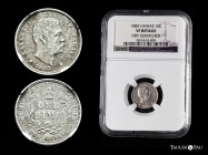 U.S. Coins. Hawaii. Kalakaua I. 1 dime. 1883. (Km-3). Ag. Slabbed by NGC as VF Details, Obverse scratched. NGC-VF. Est...50,00. 

Spanish Descriptio...