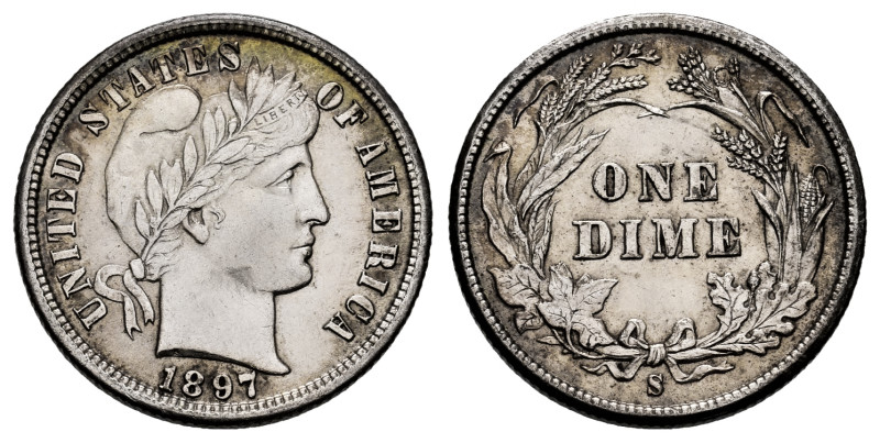 U.S. Coins. Barber Dimes. 1 dime. 1897. San Francisco. S. (Km-113). Ag. 2,47 g. ...
