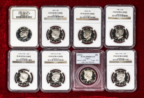 United States. Lot of 8 NGC encapsulated 50 Cents coins (1979-1999), all in PF 69 ULTRA CAMEO, except one of them in PR 69 DCAM. TO EXAMINE. Est...150...