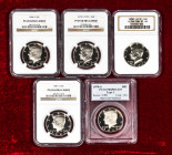 United States. Lot of 5 NGC encapsulated 50 Cents coins (1979-1987), all in PF 69 ULTRA CAMEO, except one of them in PR 69 DCAM. TO EXAMINE. Est...100...