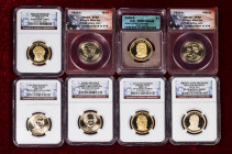 United States. Lot of 8 NGC encapsulated 1 dollar coins, commemorating the Presidents. TO EXAMINE. NGC. Est...160,00. 

Spanish Description: Estados...