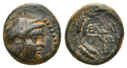 Greek Coins
AEOLIS. Elaia. Ae (Circa 2nd/1st century BC).
Obv: Head of Demeter right, wearing grain wreath.
Rev: ΕΛΑΙΤΩΝ.
Torch within grain wreath.
C...
