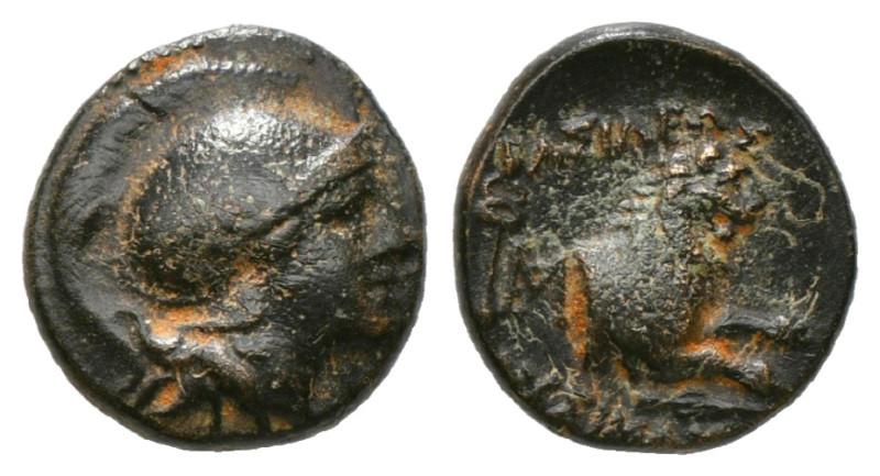 Greek Coins
KINGS OF THRACE (Macedonian). Lysimachos (305-281 BC). Ae.
Obv: Helm...