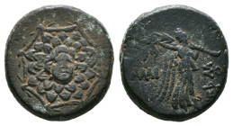 Greek Coins
PONTOS. Amisos. Ae (Circa 85-65 BC). Time of Mithradates VI Eupator.
Obv: Aegis facing.
Rev: AMIΣOY.
Nike advancing right with shouldered ...