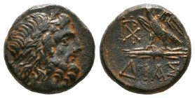 Greek Coins
BITHYNIA. Dia. Ae (Circa 95-90 or 80-70 BC). Struck under Mithradates VI Eupator.
Obv: Laureate head of Zeus right.
Rev: ΔΙΑΣ.
Eagle, with...