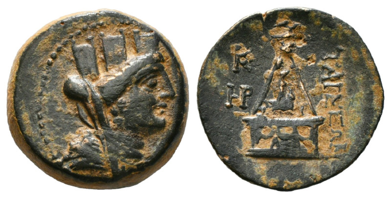 Greek Coins
CILICIA. Tarsos. Ae (164-27 BC).
Obv: Turreted, veiled and draped bu...