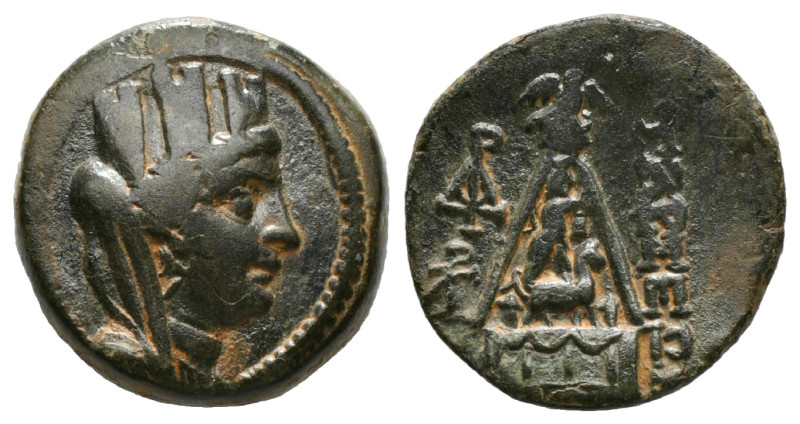 Greek Coins
CILICIA. Tarsos. Ae (164-27 BC).
Obv: Turreted, veiled and draped bu...