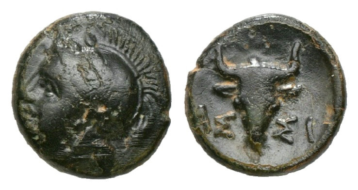 Greek TROAS. Assos. 4th-mid 3rd century BC. AE
Head of Athena to right, wearing ...