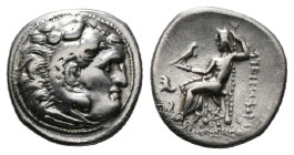 Greek Coins
KINGS OF MACEDON. Alexander III 'the Great' (336-323 BC). Drachm.
Obv: Head of Herakles right, wearing lion skin.
Rev: AΛEΞANΔPOY.
Zeus se...