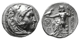 Greek Coins
KINGS OF MACEDON. Alexander III 'the Great' (336-323 BC). Drachm.
Obv: Head of Herakles right, wearing lion skin.
Rev: AΛEΞANΔPOY.
Zeu...