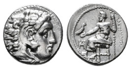 Greek Coins
KINGS OF MACEDON. Alexander III 'the Great' (336-323 BC). Drachm.
Obv: Head of Herakles right, wearing lion skin.
Rev: AΛEΞANΔPOY.
Zeus se...