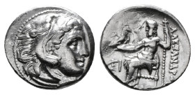 Greek Coins
KINGS OF MACEDON. Alexander III 'the Great' (336-323 BC). Drachm.
Obv: Head of Herakles right, wearing lion skin.
Rev: AΛEΞANΔPOY.
Zeus se...