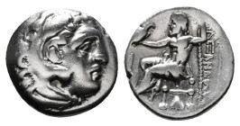 Greek Coins
KINGS OF MACEDON. Alexander III 'the Great' (336-323 BC). Drachm.
Obv: Head of Herakles right, wearing lion skin.
Rev: AΛEΞANΔPOY.
Zeus se...