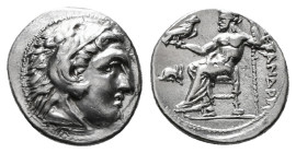 Greek Coins
KINGS OF MACEDON. Alexander III 'the Great' (336-323 BC). Drachm.
Obv: Head of Herakles right, wearing lion skin.
Rev: AΛEΞANΔPOY.
Zeus se...