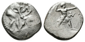 Greek Coins
PAMPHYLIA. Aspendos. Stater (Circa 380/75-330/25 BC).
Obv: Two wrestlers grappling; A between them.
Rev: EΣTFEΔIIYΣ.
Slinger in throwing s...