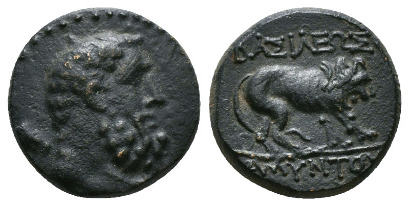 Greek Coins
KINGS OF GALATIA. Amyntas (36-25 BC). Ae.
Obv: Bearded and bare head...