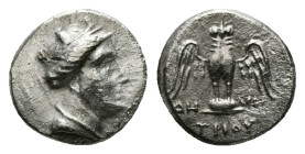 PONTOS, Amisos. Circa 300-125 BC. AR Half Siglos – Hemidrachm 1,70 gr - 11,60 mm . Chian standard. Demetrios, magistrate. Turreted head of Hera right ...