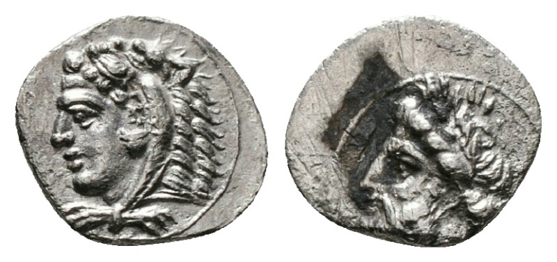 Greek Coins
CILICIA. Uncertain. Obol (4th century BC).
Obv: Laureate head of Zeu...