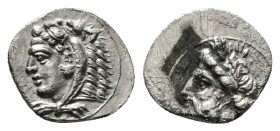 Greek Coins
CILICIA. Uncertain. Obol (4th century BC).
Obv: Laureate head of Zeus left.
Rev: Head of Herakles left, wearing lion skin.
Condition: Good...