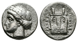 Greek Coins
IONIA. Kolophon. Drachm (Circa 389-350 BC). Uncertain magistrate.
Obv: Laureate head of Apollo right.
Rev: Kithara.
Condition: Very fine.
...