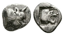 IONIA. Samos. Hemiobol (6th-5th century BC).
Obv: Head of bull right.
Rev: Head of roaring lion right within incuse square.
SNG von Aulock -; Klein -;...