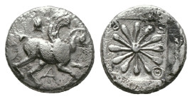 Greek Coins
IONIA. Erythrai. Trihemiobol (Circa 480-450 BC).
Obv: Pegasos flying right; pilos to upper left.
Rev: E - P - Y - Θ.
Rosette of twelve pet...