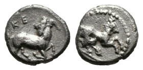 Greek Coins
CILICIA. Kelenderis. Obol (Circa 425-400 BC).
Obv: Horse prancing right.
Rev: KEΛ.
Goat kneeling right, head left.
Condition: Very fine.
W...