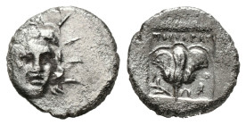 Greek Coins
CARIA. Rhodes. Hemidrachm (Circa 170-150 BC). Dionysios, magistrate.
Obv: Radiate head of Helios facing slightly right.
Rev: ΔIONYΣIOΣ / P...