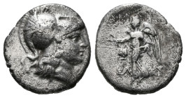 Greek Coins
PAMPHYLIA. Side. Drachm (Circa 205-100 BC). St-, magistrate.
Obv: Helmeted head of Athena right.
Rev: CT.
Athena advancing left, holding w...