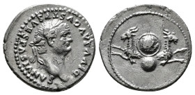 Roman Imperial Coins
DIVUS VESPASIAN (Died 79). Denarius. Rome.
Obv: DIVVS AVGVSTVS VESPASIANVS.
Laureate head right.
Rev: Foreparts of two capric...