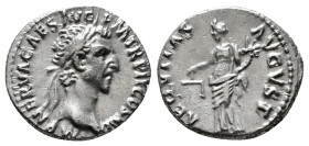 Roman Imperial Coins
NERVA (96-98). Denarius. Rome.
Obv: IMP NERVA CAES AVG P M TR P II COS III P P.
Laureate head right.
Rev: FORTVNA AVGVST.
Fortuna...
