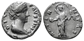 Roman Imperial Coins
DIVA FAUSTINA I (Died 140/1). Denarius. Rome. Struck under Antoninus Pius.
Obv: DIVA FAVSTINA.
Draped bust right.
Rev: AETERNITAS...