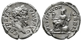 Roman Imperial Coins SEPTIMIUS SEVERUS (193-211). Denarius. Rome.
Obv: SEVERVS PIVS AVG.
Laureate head right.
Rev: RESTITVTOR VRBIS.
Roma seated left ...