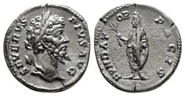 Roman Imperial Coins
SEPTIMIUS SEVERUS (193-211). Denarius. Rome.
Obv: SEVERVS AVG PART MAX.
Laureate head right.
Rev: FVNDATOR PACIS.
Septimius Sever...