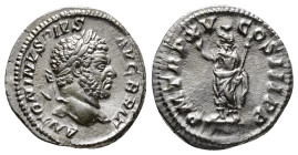 CARACALLA (197-217). Denarius. Rome.
Obv: ANTONINVS PIVS AVG BRIT.
Laureate head right.
Rev: P M TR P XV COS III P P.
Serapis standing left, raising h...