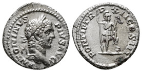 Roman Imperial Coins
CARACALLA (197-217). Denarius. Rome.
Obv: ANTONINVS PIVS AVG.
Laureate head right.
Rev: PONTIF TR P XII COS III.
Virtus standing ...