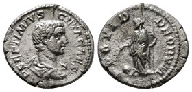 Roman Imperial
Geta, as Caesar AD 198-209. RomeAR
3,03 gr - 18,50 mm
P SEPTIMIVS GETA CAES, bareheaded, and draped bust right / PROVID DEORVM, Provide...