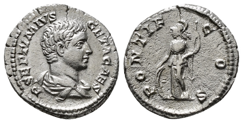 Roman Imperial Coins
GETA (Caesar, 198-209). Denarius. Rome.
Obv: P SEPTIMIVS GE...