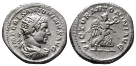 Roman Imperial Coins
ELAGABALUS (218-222). Denarius. Rome.
Obv: IMP CAES M AVR ANTONINVS AVG.
Laureate, draped and cuirassed bust right.
Rev: VICTOR A...