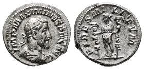 Roman Imperial Coins
MAXIMINUS THRAX (235-238). Denarius. Rome.
Obv: IMP MAXIMINVS PIVS AVG.
Laureate, draped and cuirassed bust right.
Rev: FIDES MIL...