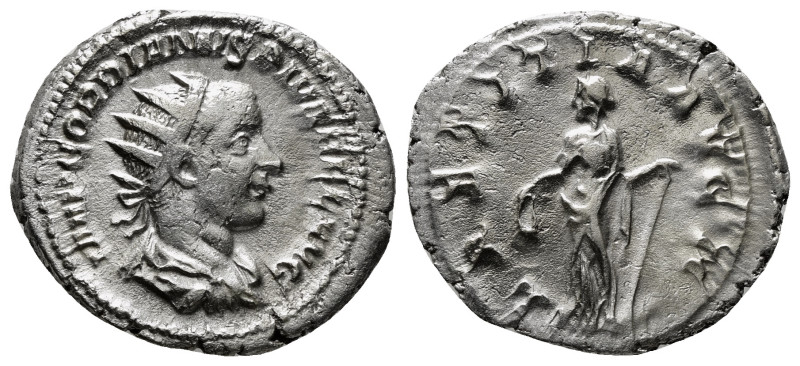 GORDIAN III (238-244). Antoninianus. Rome.
Obv: IMP GORDIANVS PIVS FEL AVG.
Radi...