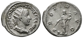 GORDIAN III (238-244). Antoninianus. Rome.
Obv: IMP GORDIANVS PIVS FEL AVG.
Radiate, draped and cuirassed bust right. Condition: Fine. 3,54 gr - 23,30...