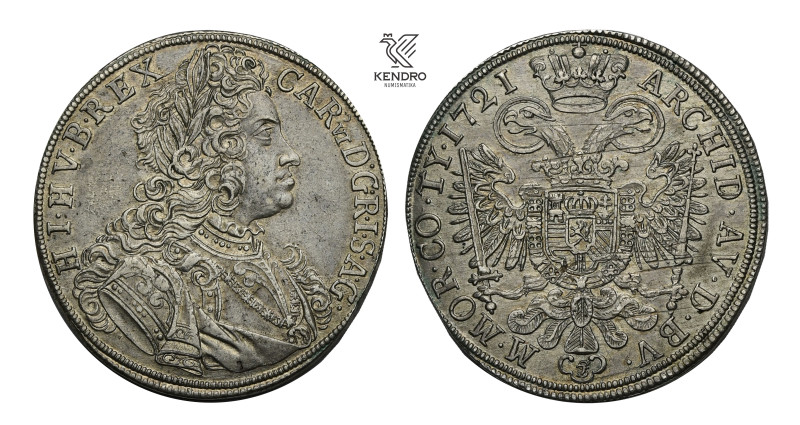 Charles VI. Thaler 1721. Prague. Very rare!!
Adjusted.

Karel VI. Tolar 1721....