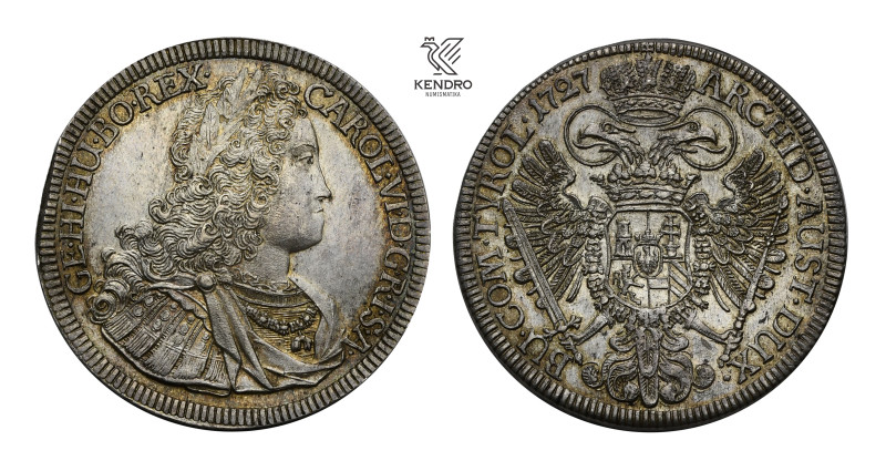 Charles VI. Thaler 1727. Hall.
Ending flank.

Karel VI. Tolar 1727. Hall.
Kr...