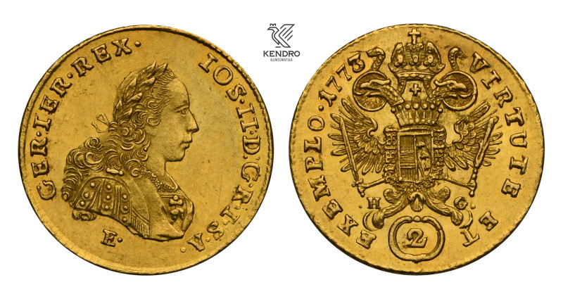 Joseph II. 2 Ducats 1773 E// HG. Alba Iulia.

Josef II. 2 Dukát 1773 E// HG. K...